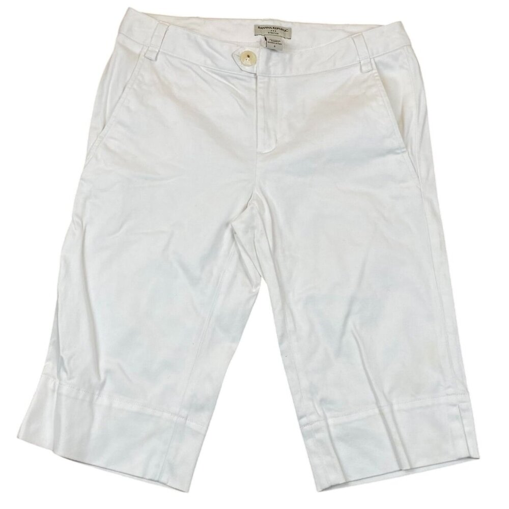 Banana Republic Womens Capri Pants Size 6 Casual Cropped Stretch White Mid Rise